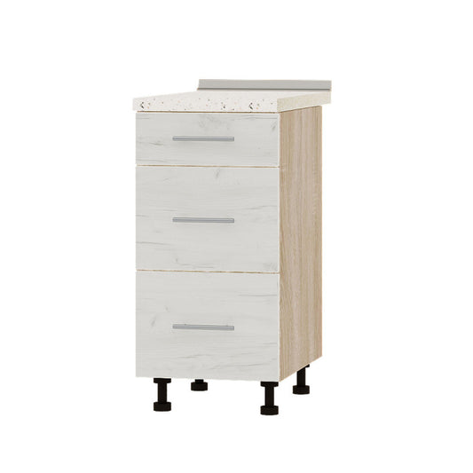 Кухонный модуль 3 ящика Оптима Низ Н87-400 Дуб Сонома/Дуб Крафт Белый (без столешницы) 400х461х820 мм (DTM-071959)