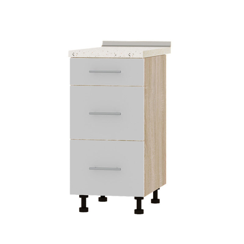 Кухонный модуль 3 ящика Оптима Низ Н87-400 Дуб Сонома/Нимфея Альба (Белый) (без столешницы) 400х461х820 мм (DTM-071963)