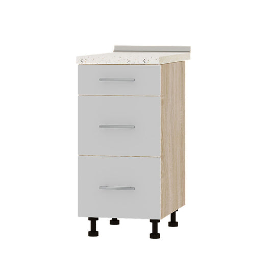 Кухонный модуль 3 ящика Оптима Низ Н87-400 Дуб Сонома/Нимфея Альба (Белый) (без столешницы) 400х461х820 мм (DTM-071963)
