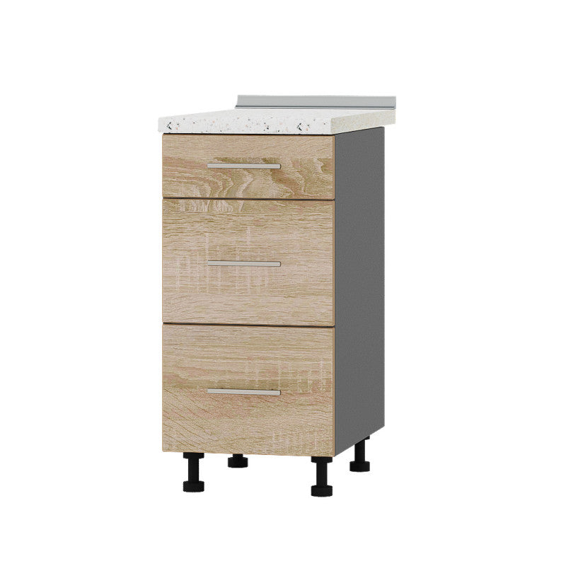 Кухонный модуль 3 ящика Оптима Низ Н87-400 Антрацит/Дуб Сонома (без столешницы) 400х461х820 мм (DTM-072029)