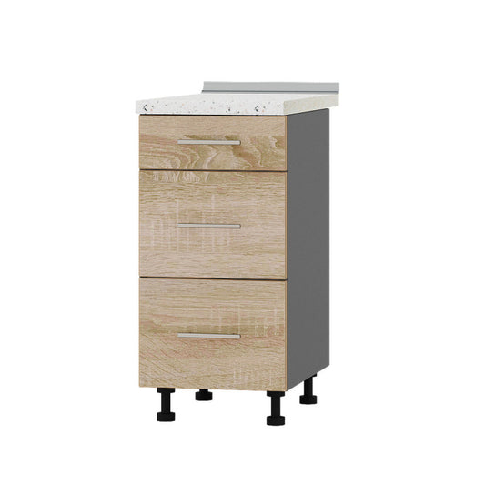 Кухонный модуль 3 ящика Оптима Низ Н87-400 Антрацит/Дуб Сонома (без столешницы) 400х461х820 мм (DTM-072029)