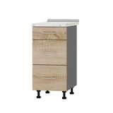 Кухонный модуль 3 ящика Оптима Низ Н87-400 Антрацит/Дуб Сонома (без столешницы) 400х461х820 мм (DTM-072029)