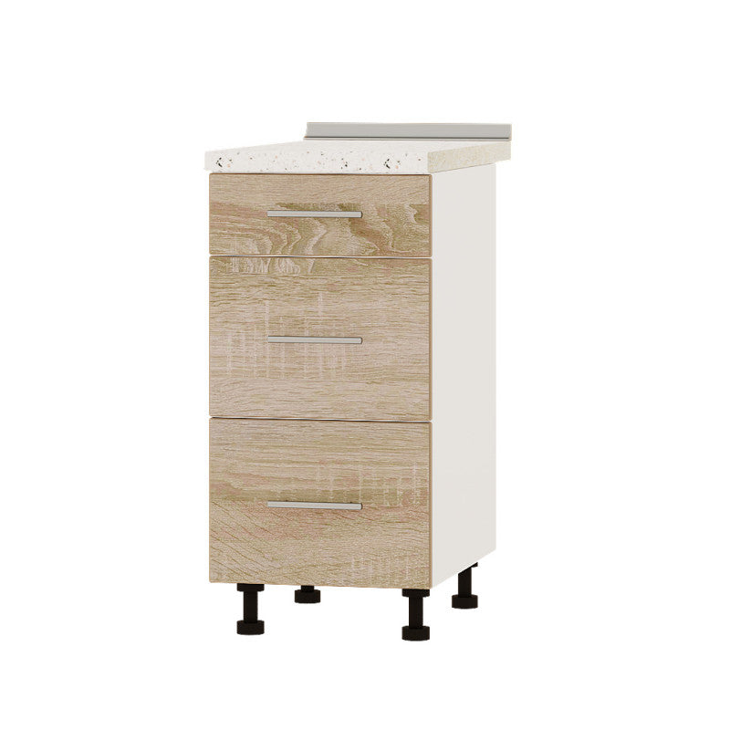 Кухонный модуль 3 ящика Оптима Низ Н87-400 Белый/Дуб Сонома (без столешницы) 400х461х820 мм (DTM-072036)