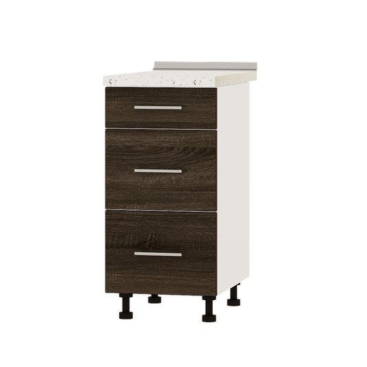 Кухонный модуль 3 ящика Оптима Низ Н87-400 Белый/Дуб Сонома Трюфель (без столешницы) 400х461х820 мм (DTM-072037)