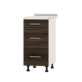 Кухонный модуль 3 ящика Оптима Низ Н87-400 Белый/Дуб Сонома Трюфель (без столешницы) 400х461х820 мм (DTM-072037)