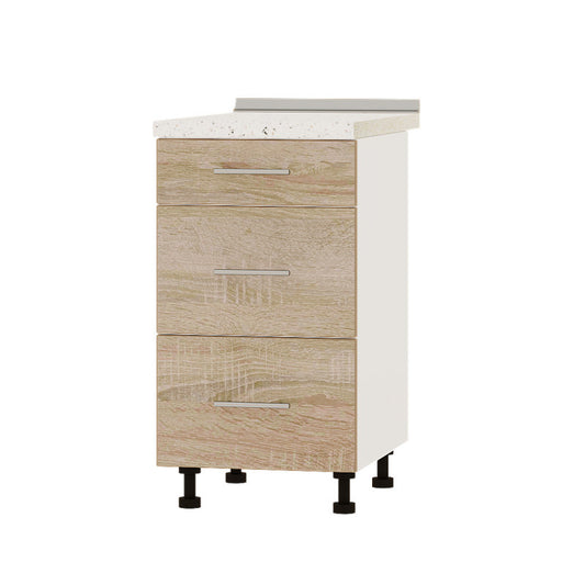 Кухонный модуль 3 ящика Оптима Низ Н87-450 Белый/Дуб Сонома (без столешницы) 450х461х820 мм (DTM-071803)