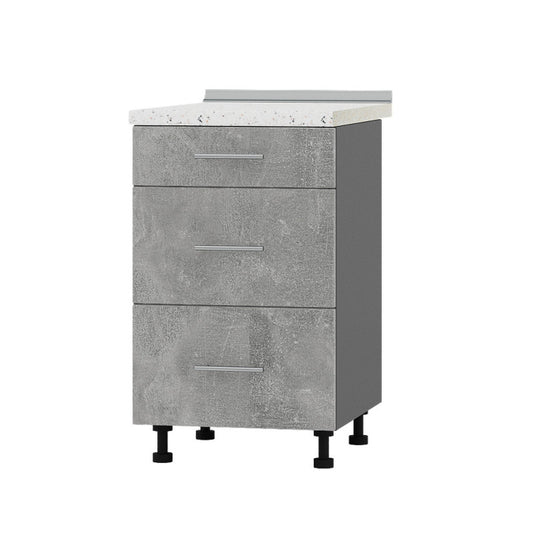Кухонный модуль 3 ящика Оптима Низ Н87-500 Антрацит/Бетон (без столешницы) 500х461х820 мм (DTM-071814)