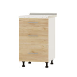 Кухонный модуль 3 ящика Оптима Низ Н87-500 Белый/Дуб Крафт Золотой (без столешницы) 500х461х820 мм (DTM-071823)