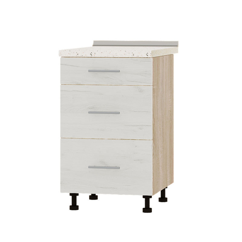 Кухонный модуль 3 ящика Оптима Низ Н87-500 Дуб Сонома/Дуб Крафт Белый (без столешницы) 500х461х820 мм (DTM-071829)