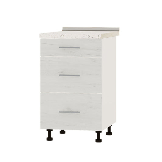 Кухонный модуль 3 ящика Оптима Низ Н87-500 Белый/Дуб Крафт Белый (без столешницы) 500х461х820 мм (DTM-071822)