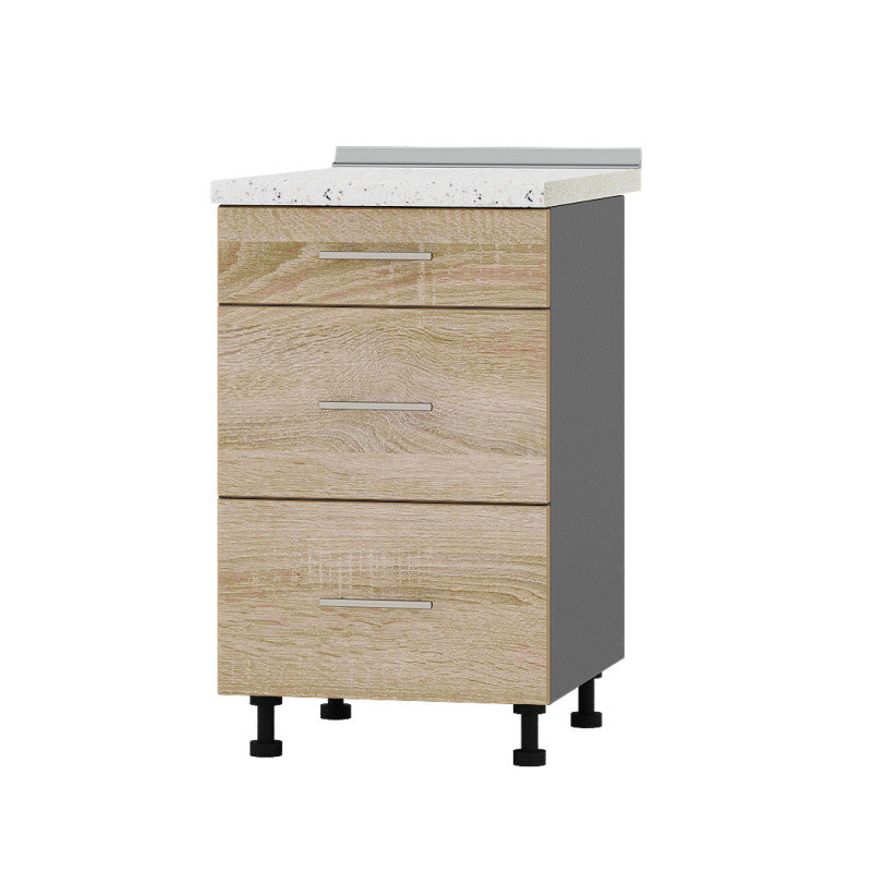 Кухонный модуль 3 ящика Оптима Низ Н87-500 Антрацит/Дуб Сонома (без столешницы) 500х461х820 мм (DTM-071817)