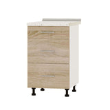 Кухонный модуль 3 ящика Оптима Низ Н87-500 Белый/Дуб Сонома (без столешницы) 500х461х820 мм (DTM-071824)