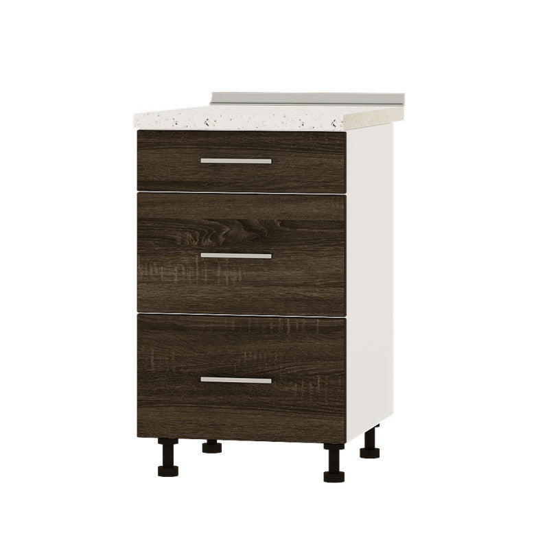 Кухонный модуль 3 ящика Оптима Низ Н87-500 Белый/Дуб Сонома Трюфель (без столешницы) 500х461х820 мм (DTM-071825)