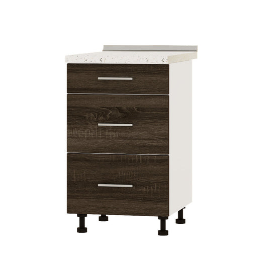 Кухонный модуль 3 ящика Оптима Низ Н87-500 Белый/Дуб Сонома Трюфель (без столешницы) 500х461х820 мм (DTM-071825)