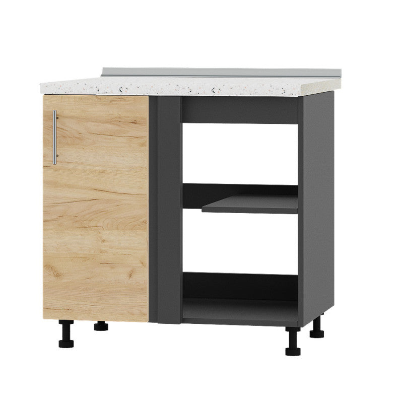 Кухонный модуль угловой Оптима Низ Н89-845 Антрацит/Дуб Крафт Золотой (без столешницы) (DTM-071837)