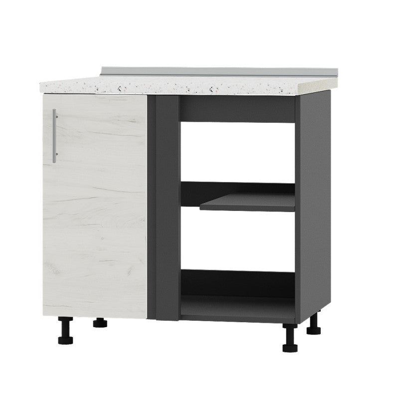 Кухонный модуль угловой Оптима Низ Н89-845 Антрацит/Дуб Крафт Белый (без столешницы) (DTM-071836)