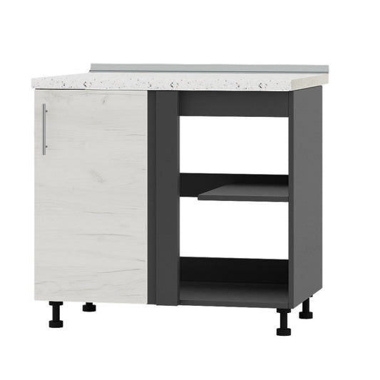 Кухонный модуль угловой Оптима Низ Н89-895 Антрацит/Дуб Крафт Белый (без столешницы) (DTM-071864)