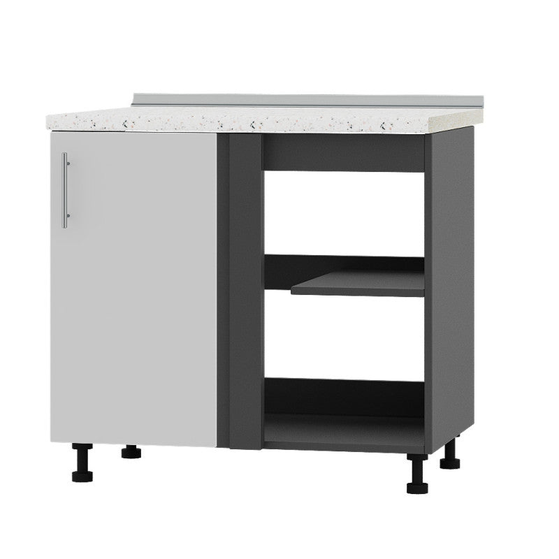 Кухонный модуль угловой Оптима Низ Н89-895 Антрацит/Нимфея Альба (Белый) (без столешницы) 895х461х820 мм (DTM-071786)