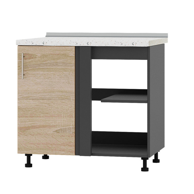 Кухонный модуль угловой Оптима Низ Н89-895 Антрацит/Дуб Сонома (без столешницы) (DTM-071866)