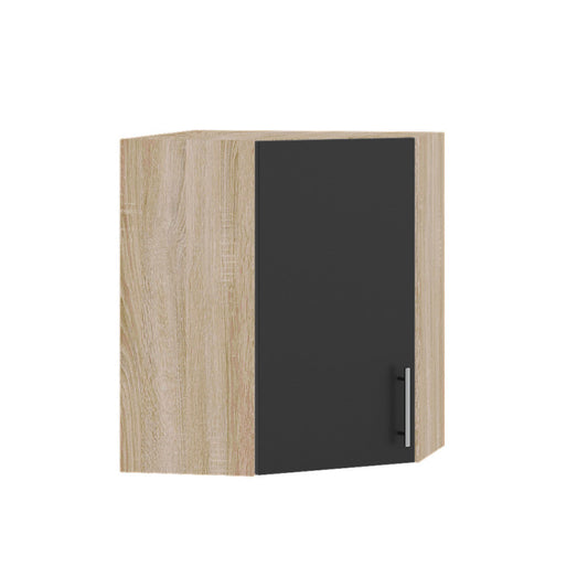 Кухонный модуль угловой Оптима Верх В17-600 Дуб Сонома/Антрацит 600х600х720 мм (DTM-072438)