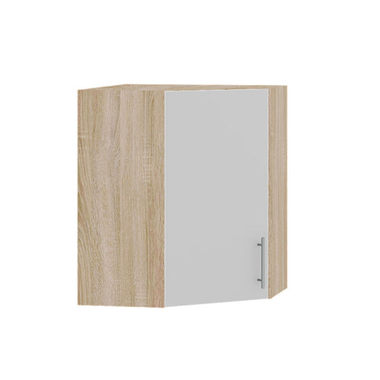 Кухонный модуль угловой Оптима Верх В17-600 Дуб Сонома/Нимфея Альба (Белый) 600х600х720 мм (DTM-072444)