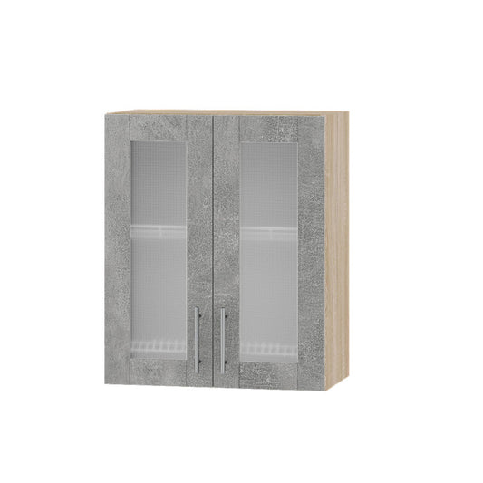 Кухонный модуль витрина Оптима Верх ВВ06-600 Дуб Сонома/Бетон 600х296х720 мм (DTM-073145)