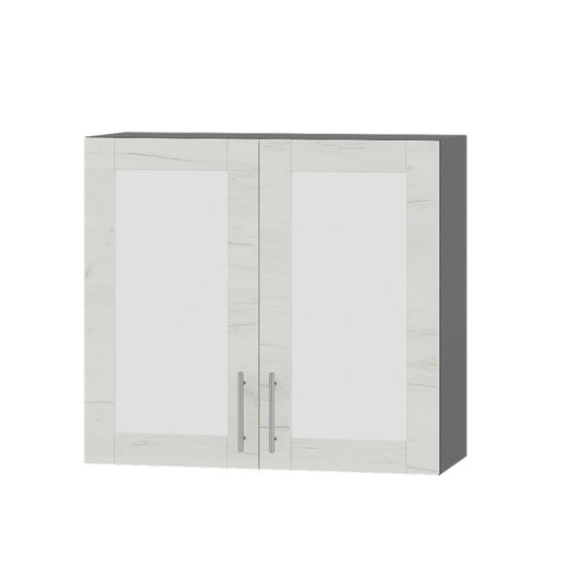 Кухонный модуль витрина Оптима Верх ВВ06-800 Антрацит/Дуб Крафт Белый 800х296х720 мм (DTM-073153)