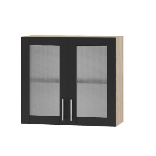 Кухонный модуль витрина Оптима Верх ВВ10-800 Дуб Сонома/Антрацит 800х296х720 мм (DTM-073443)