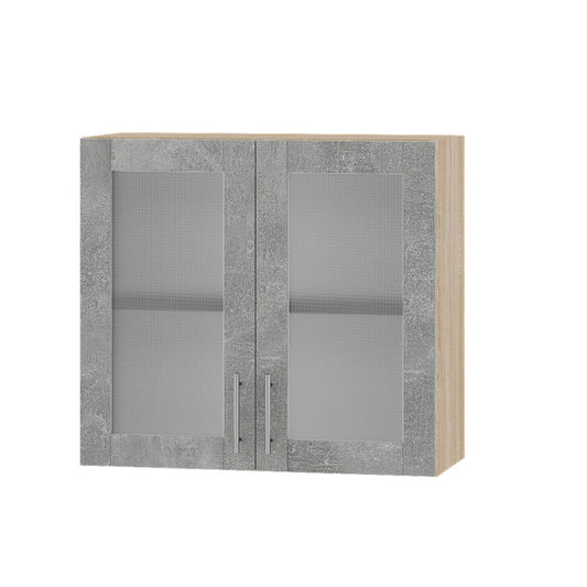 Кухонный модуль витрина Оптима Верх ВВ10-800 Дуб Сонома/Бетон 800х296х720 мм (DTM-073444)