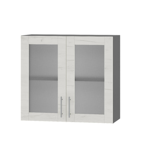 Кухонный модуль витрина Оптима Верх ВВ10-800 Антрацит/Дуб Крафт Белый 800х296х720 мм (DTM-073425)