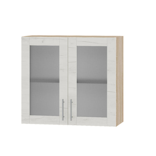 Кухонный модуль витрина Оптима Верх ВВ10-800 Дуб Сонома/Дуб Крафт Белый 800х296х720 мм (DTM-073445)