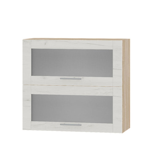 Кухонный модуль витрина Оптима Верх ВВ14-800 Дуб Сонома/Дуб Крафт Белый 800х296х720 мм (DTM-073518)