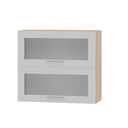 Кухонный модуль витрина Оптима Верх ВВ14-800 Дуб Сонома/Нимфея Альба (Белый) 800х296х720 мм (DTM-073522)