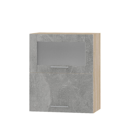 Кухонный модуль витрина Оптима Верх ВВГ14-600 Дуб Сонома/Бетон 600х296х720 мм (DTM-073344)