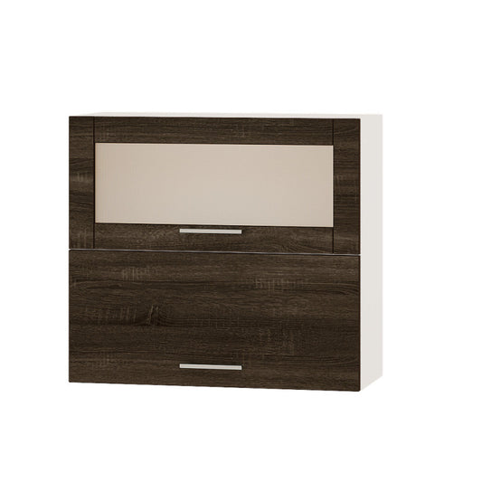 Кухонный модуль витрина Оптима Верх ВВГ14-800 Белый/Дуб Сонома Трюфель 800х296х720 мм (DTM-073362)