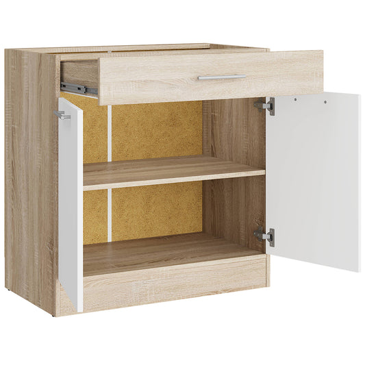 Кухонный модуль нижний с шухлядой Эверест Эко 800 дуб сонома/нимфея альба (белый) (без столешницы) 80х46х82 см (DTM-071038)