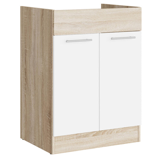 Кухонный модуль под мойку Эверест Эко 600 дуб сонома/нимфея альба (белый) 60х46х82 см (DTM-071040)