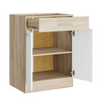 Кухонный модуль нижний с шухлядой Эверест Эко 600 дуб сонома/нимфея альба (белый) (без столешницы) 60х46х82 см (DTM-071041)