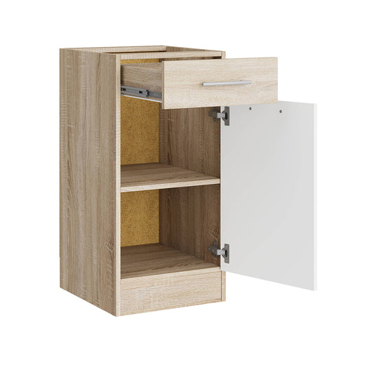 Кухонный модуль нижний с шухлядой Эверест Эко 400 дуб сонома/нимфея альба (белый) (без столешницы) 40х46х82 см (DTM-071045)