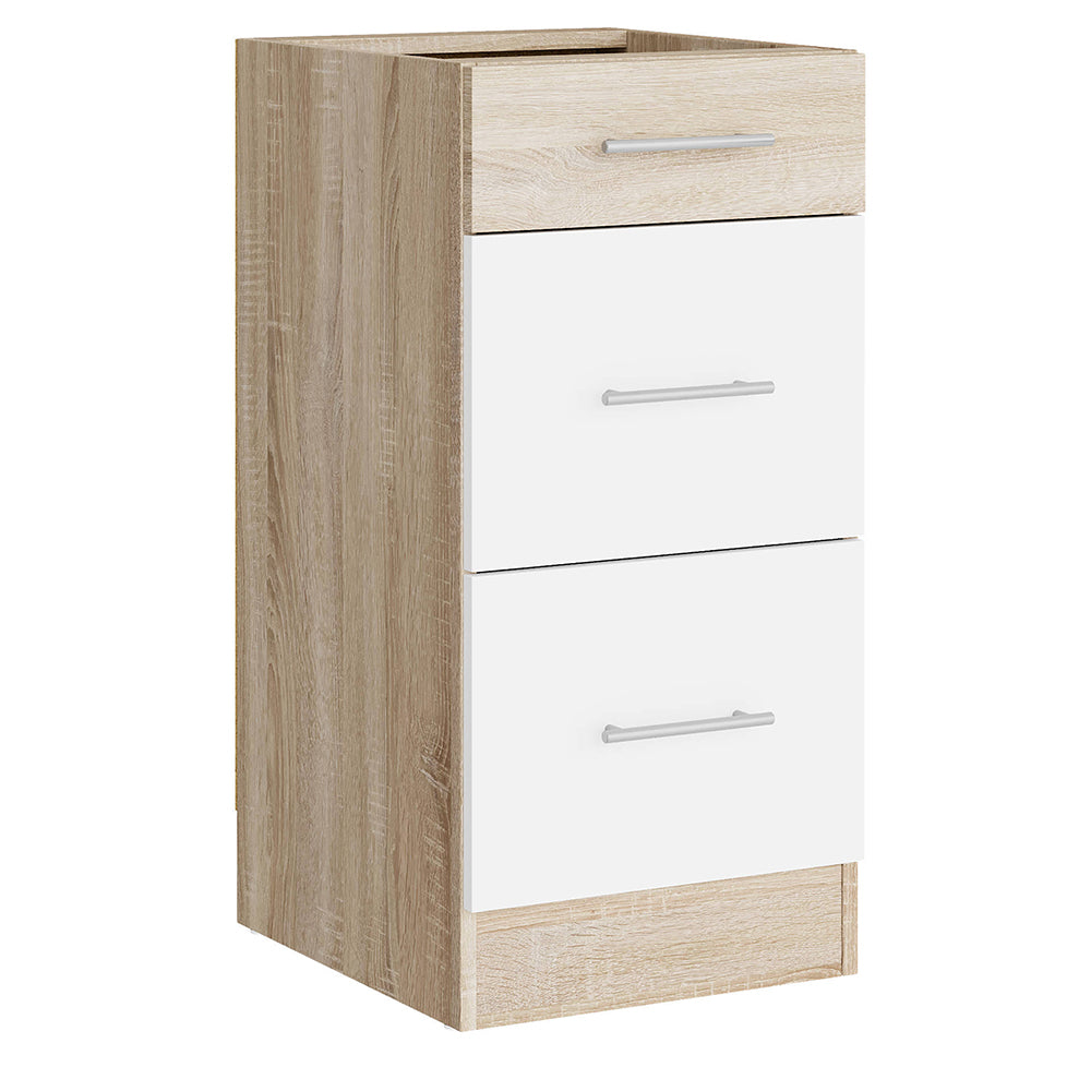 Кухонный модуль на 3 ящика Эверест Эко 400 дуб сонома/нимфея альба (белый) (без столешницы) 40х46х82 см (DTM-071046)