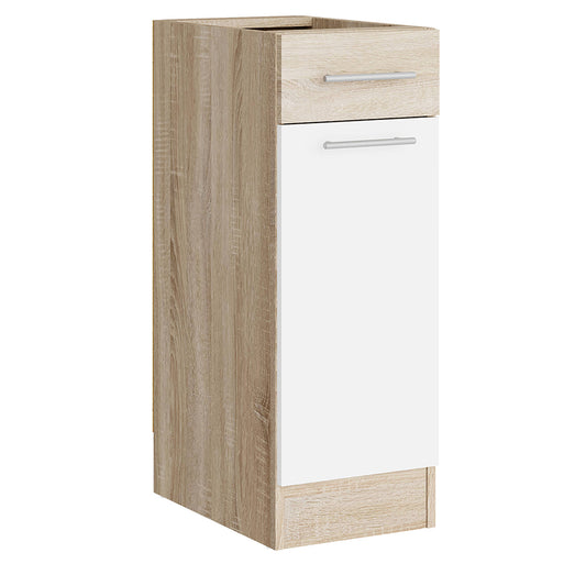Кухонный модуль нижний с шухлядой Эверест Эко 300 дуб сонома/нимфея альба (белый) (без столешницы) 30х46х82 см (DTM-071047)