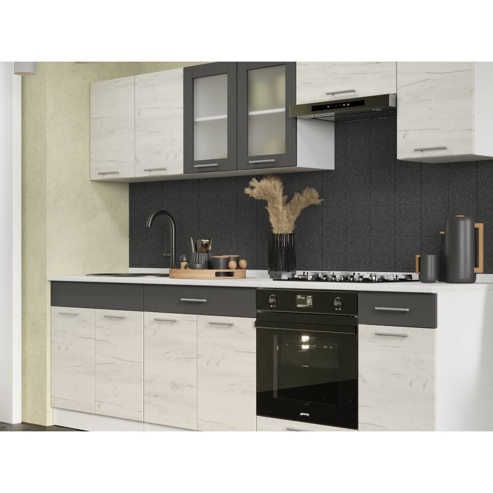 Кухня модульная Эверест Эко набор №5 крафт белый/графит 2.6 м столешница Скай (DTM-071064)