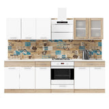 Кухня модульная Эверест Эко набор №4 дуб сонома/нимфея альба (белый) 2,6 м столешница Скай (DTM-071062)