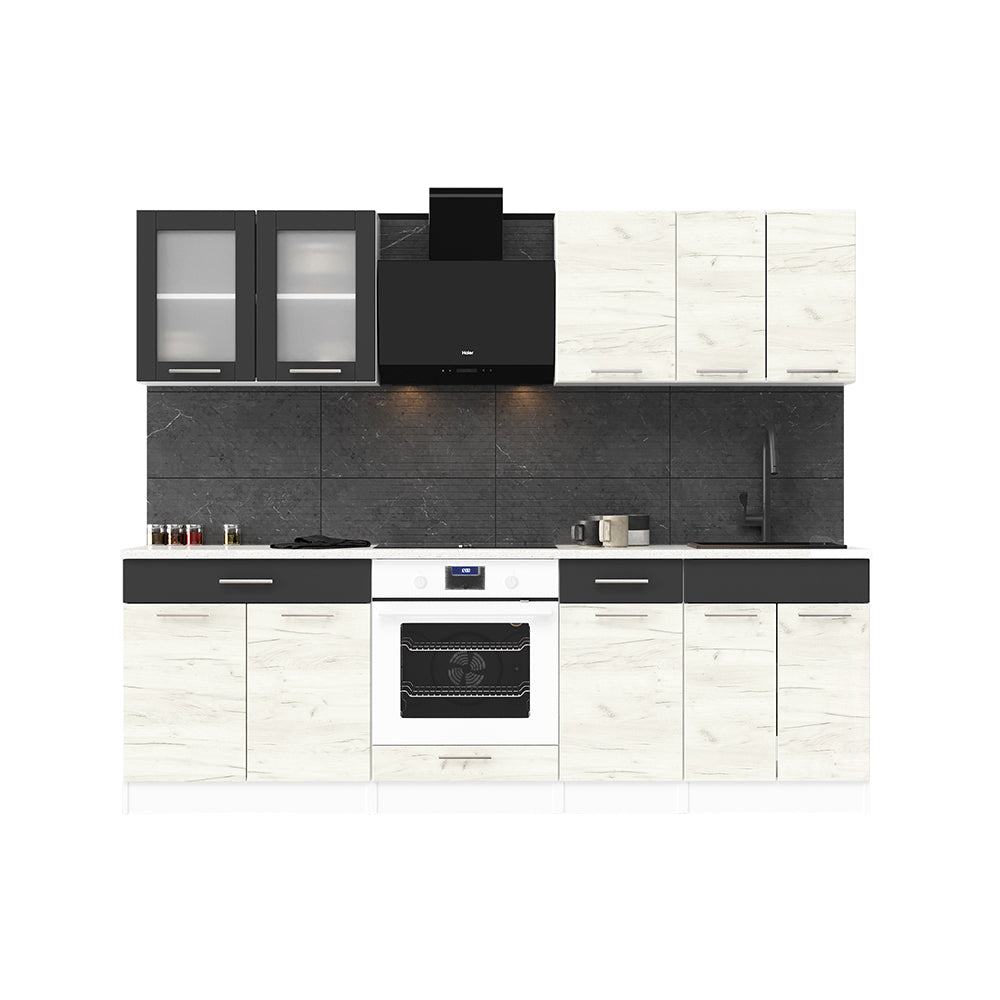 Кухня модульная Эверест Эко набор №3 крафт белый/графит 2.4 м столешница Скай (DTM-071063)