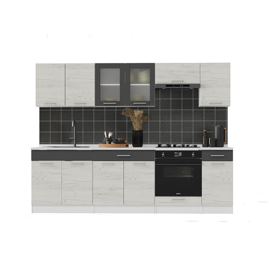 Кухня модульная Эверест Эко набор №5 крафт белый/графит 2.6 м столешница Скай (DTM-071064)