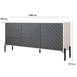 Комод с черными металлическими ножками LION Амарант 168x40x76,5 см Бетон Style/Графитовый (LION-041884)