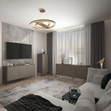 Комод с золотыми металлическими ножками LION Амарант 168x40x76,5 см Бетон Style/Белый (LION-041955)