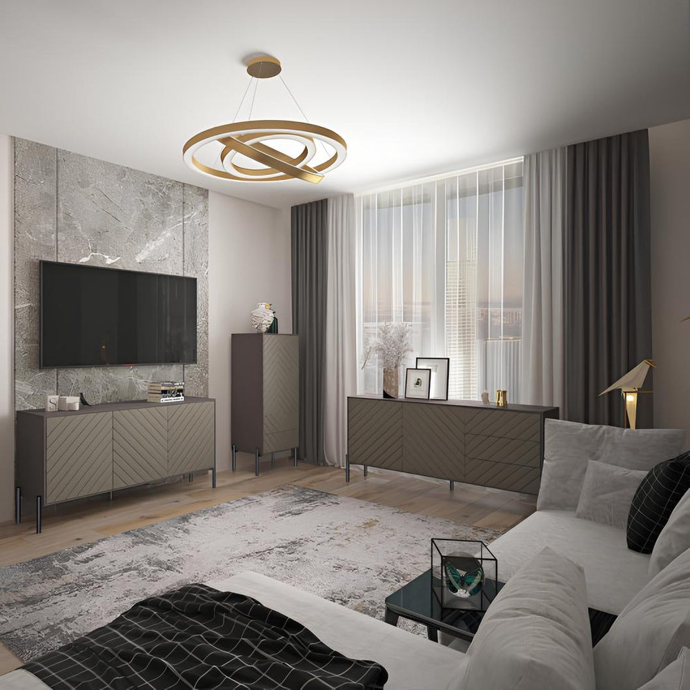 Комод с черными металлическими ножками LION Амарант 168x40x76,5 см Бетон Style/Графитовый (LION-041884)