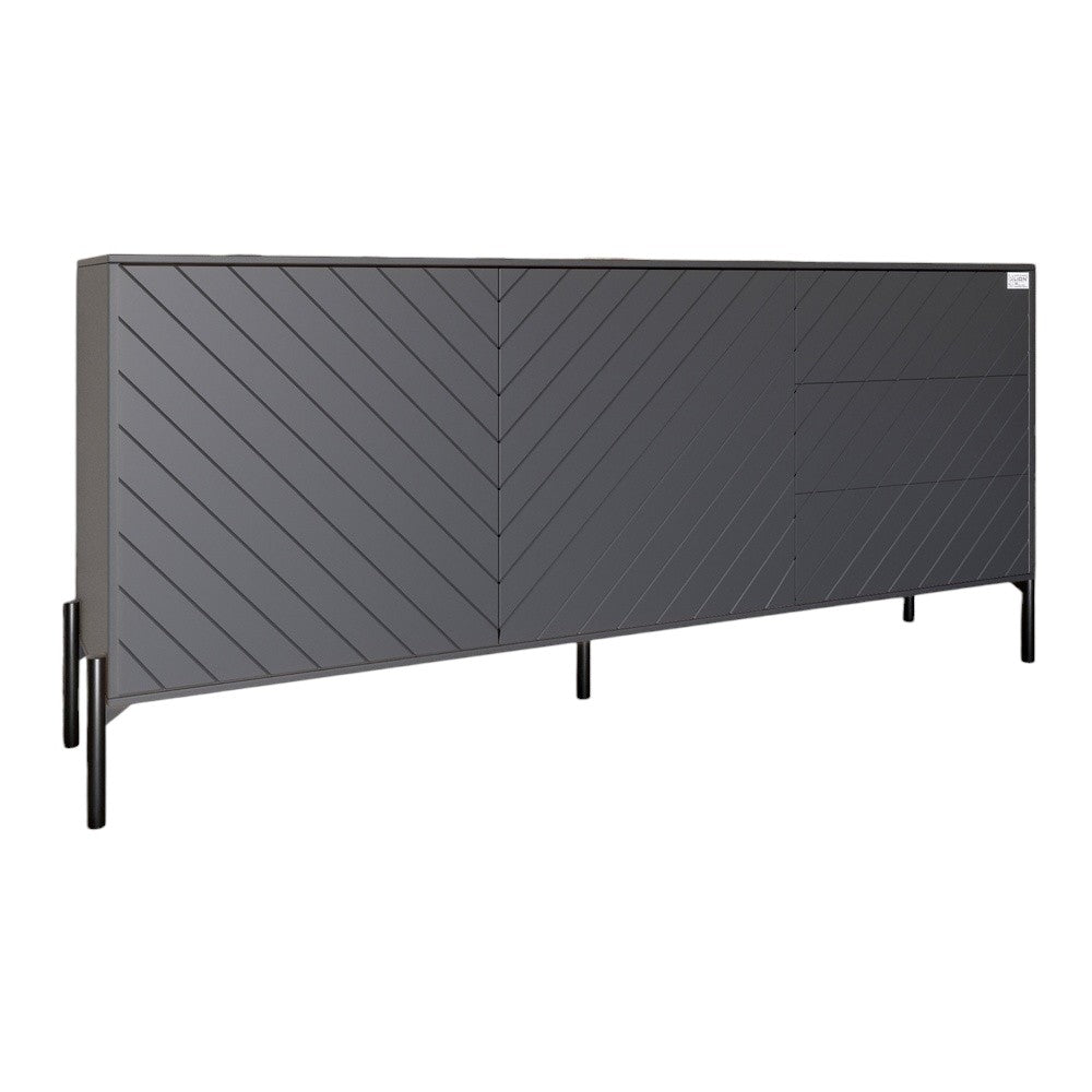 Комод с черными металлическими ножками LION Амарант 168x40x76,5 см Антрацит/Графитовый (LION-041878)