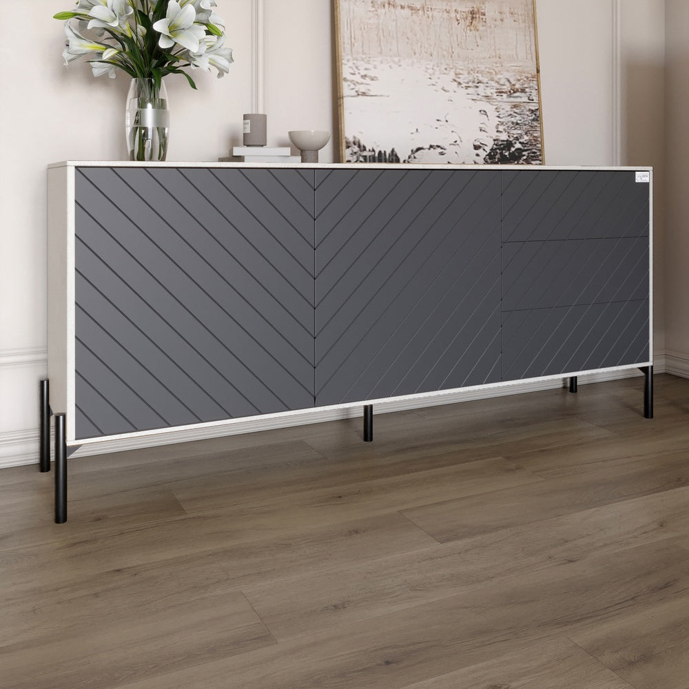 Комод с черными металлическими ножками LION Амарант 168x40x76,5 см Бетон Style/Графитовый (LION-041884)